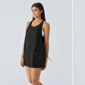 Halara Breezeful 2-In-1 Backless Drawstring Mini Dress With Pockets Black Size S